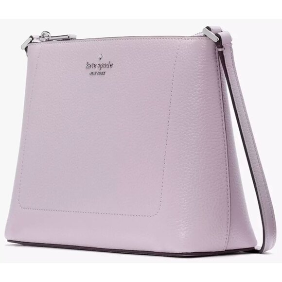 S Kate Spade Leila Crossbody Bag Violet Pebbled Leather Purse KG464 NWT $299 - Picture 3 of 7
